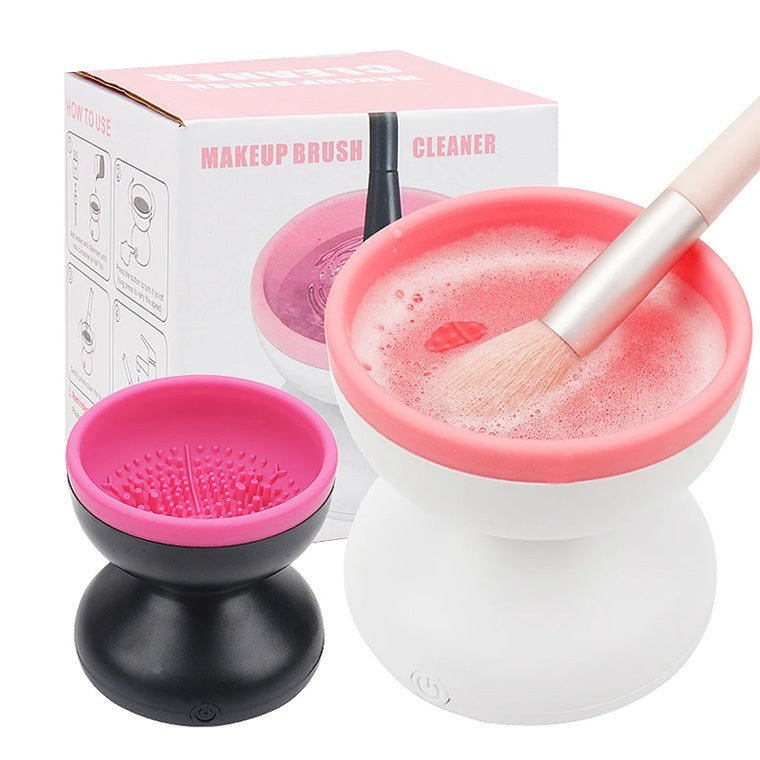 Machine de nettoyage de pinceaux de maquillage électrique portable automatique USB, outils de nettoyage de pinceaux cosmétiques pour tous les tailles de pinceaux de maquillage.