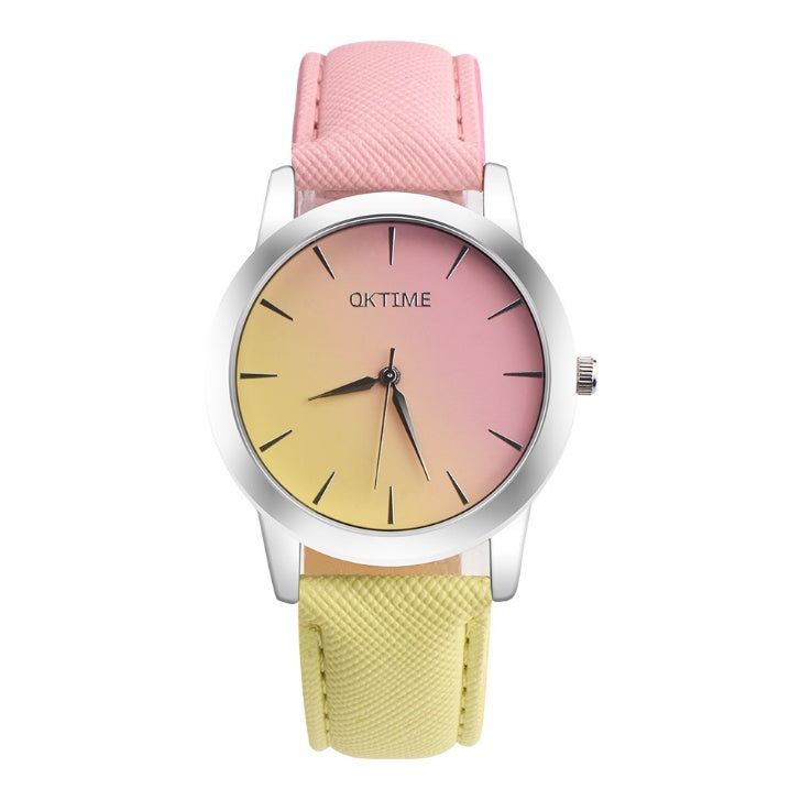 Montre analogique à quartz pour femmes au design rétro arc-en-ciel, élégante montre-bracelet pour femme.