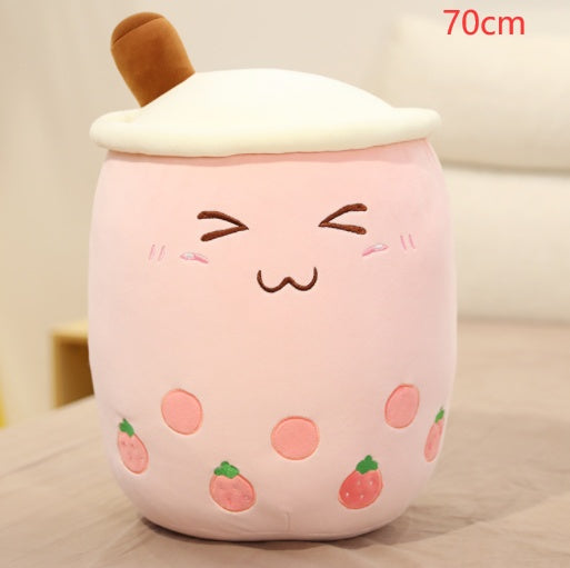 Jouet en peluche de tasse de thé au lait à la fraise, boisson en peluche douce, coussin de thé à bulles, cadeau pour enfants.