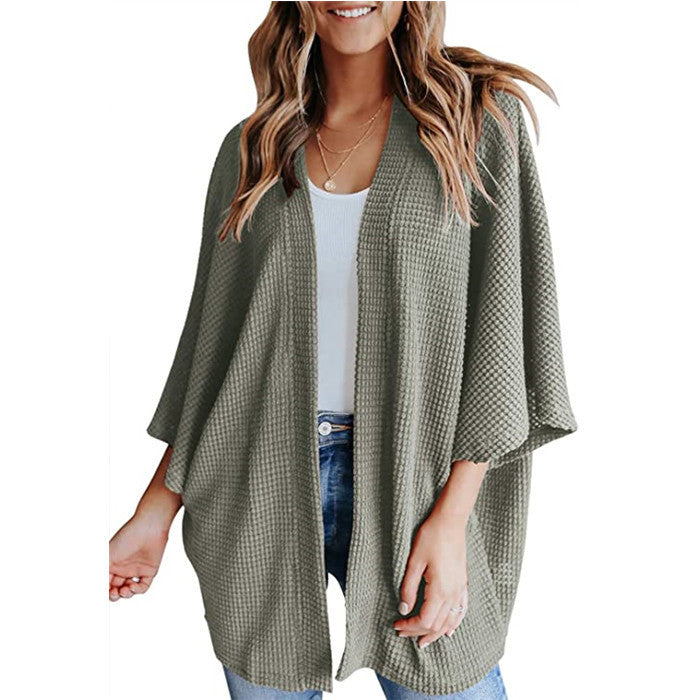 Cardigan gaufré à manches chauve-souris pour femme Gerson