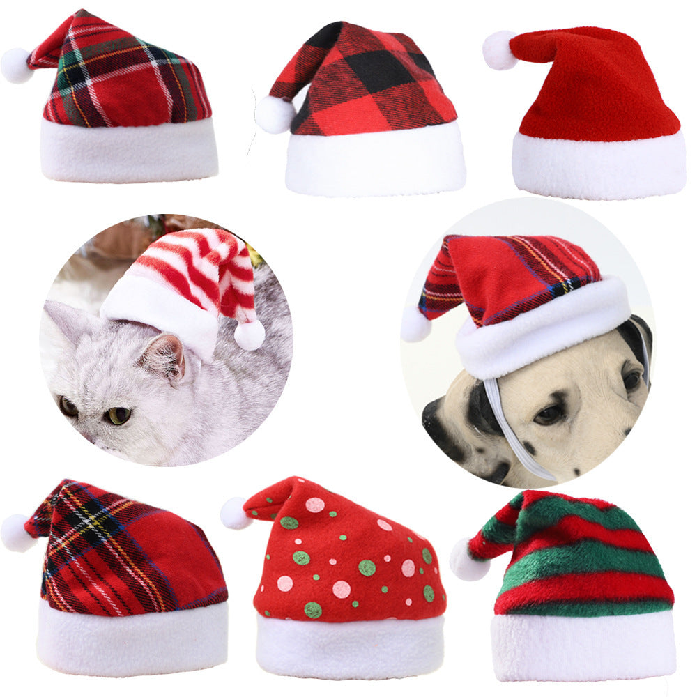 Chapeau de Noël pour animaux multicolore à rayures