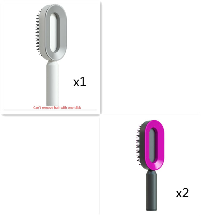 Brosse à cheveux auto-nettoyante pour femmes, brosse de massage du cuir chevelu avec airbag anti-perte de cheveux et nettoyage à une touche, brosse anti-statique.