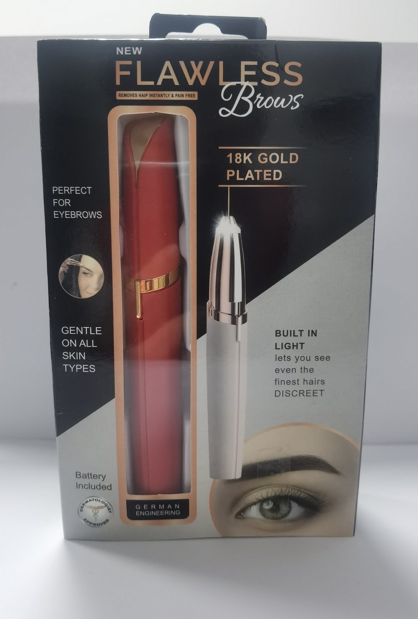 Mini épilateur électrique pour sourcils, stylo à lèvres, rasoir sans douleur avec lumière LED.