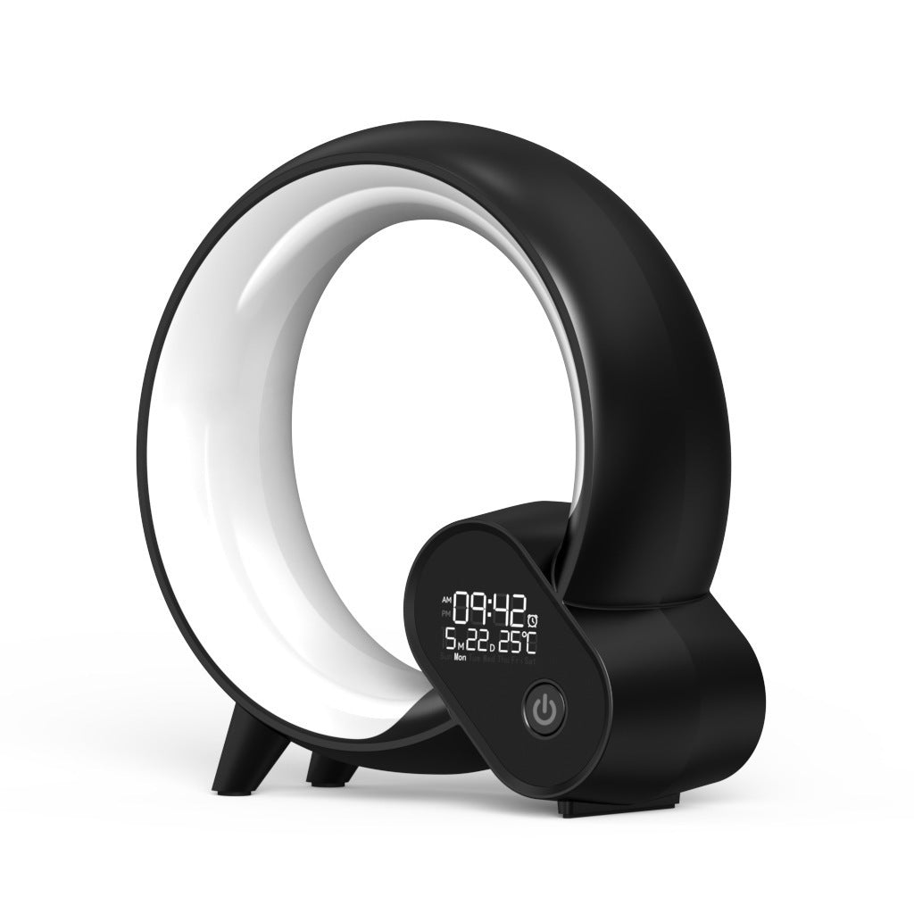 Horloge de réveil analogique créative Q Light avec affichage numérique, audio Bluetooth et fonction de réveil intelligent Q, lumière d'atmosphère colorée.