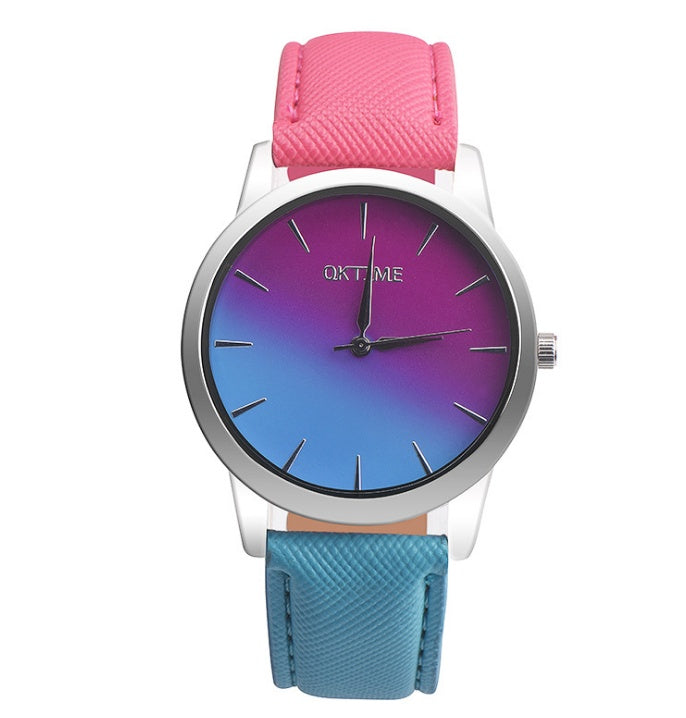 Montre analogique à quartz pour femmes au design rétro arc-en-ciel, élégante montre-bracelet pour femme.