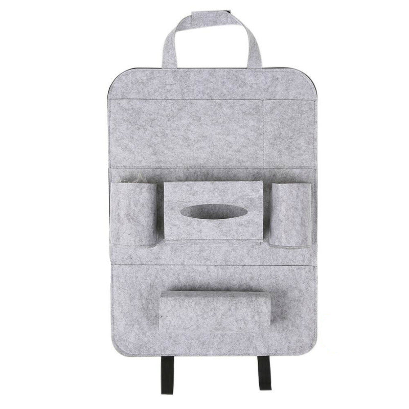 Organisateur de siège arrière de voiture Auto Car, support de style automobile, sac de rangement multifonction en feutre de laine avec plusieurs poches pour accessoires de véhicule.