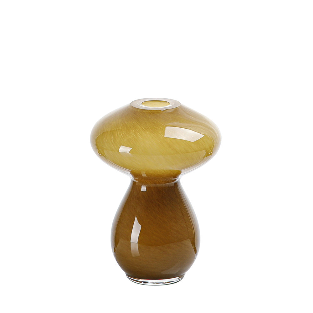 Ornements de vase et de pot de fleurs en verre à petite bouche caramel