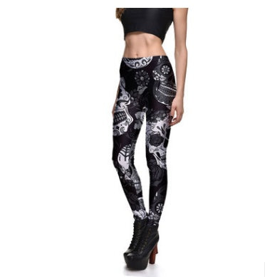 Leggings Fitness Haute Qualité Femme Violet Crâne Vignes Evil Legging Sexy Stretch Impression Numérique Pantalon Cool Pantalon