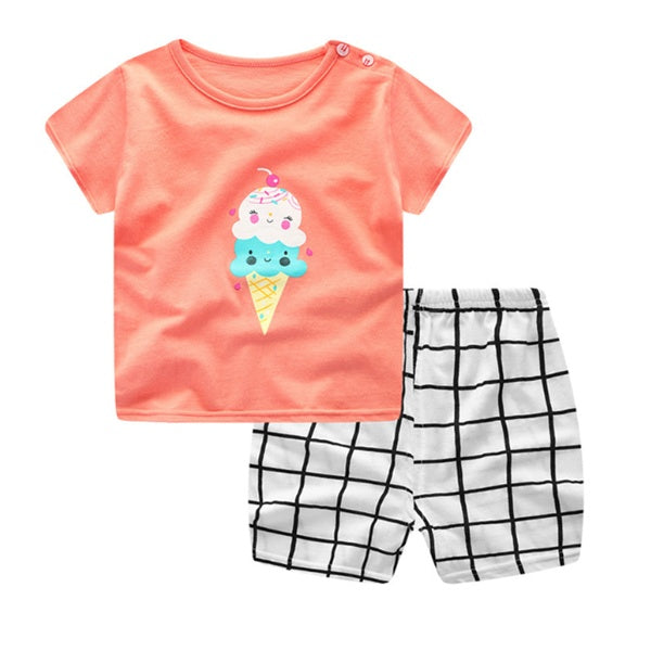 Vêtements de dessin animé pour bébé garçon, vêtements d'été, t-shirt, ensembles de vêtements décontractés pour bébé fille.