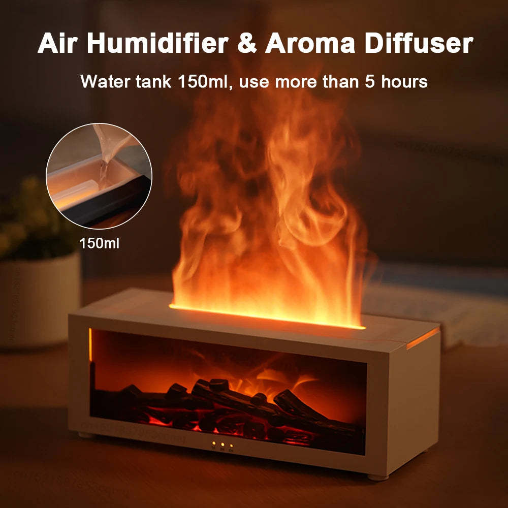 Nouvelle machine d'aromathérapie Flame Diffuseur d'huiles essentielles coloré Humidificateur à grande capacité de brouillard Machine de cheminée à flamme 3D