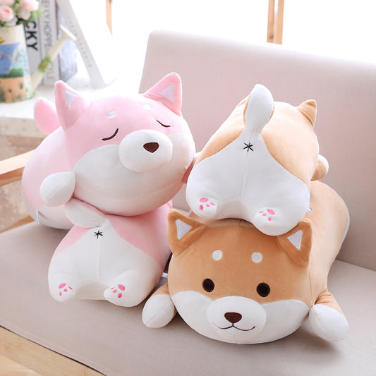 Jouet en peluche de chien Shiba Inu mignon et gros de 36 cm et 55 cm, coussin en cartoon doux et kawaii, joli cadeau pour les enfants et les bébés.