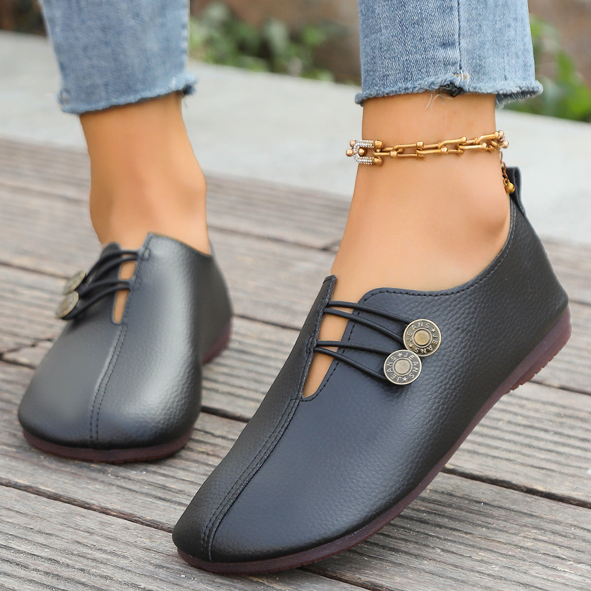 Nouvelles chaussures pour femmes en cuir souple décontractées d'automne à coupe basse simples en grande taille