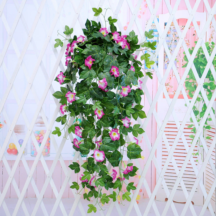 Plante artificielle Morning Glory en rotin pour décoration murale