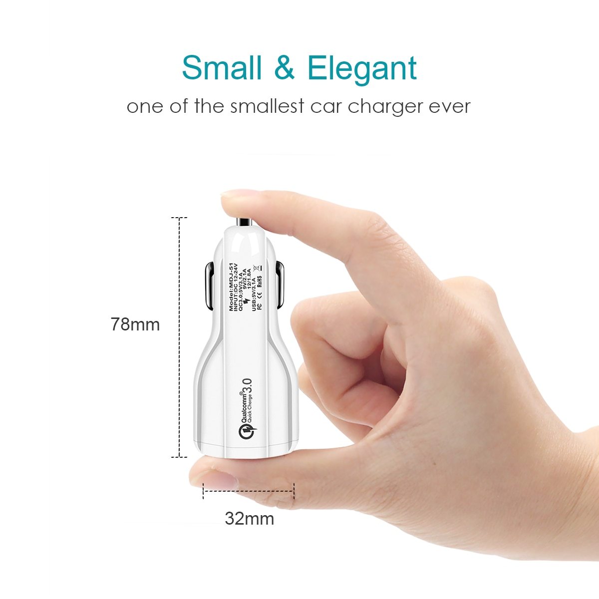 Chargeur de voiture Quick Charge 3.0 pour téléphone mobile, chargeur de voiture à double USB, adaptateur de charge rapide Qualcomm QC 3.0, chargeur de voiture mini USB.