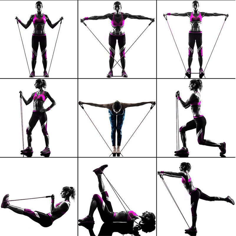 Ensemble de musculation avec corde élastique et corde de traction