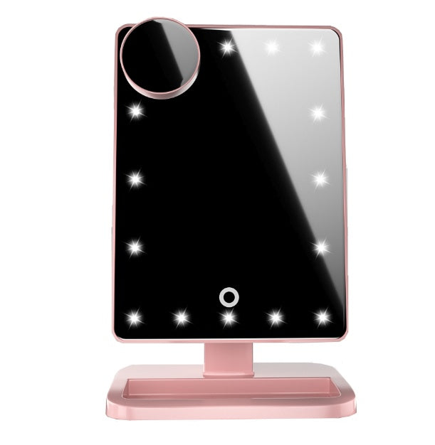 Miroir de maquillage à écran tactile avec 20 lumières LED, haut-parleur Bluetooth et miroirs grossissants 10X.