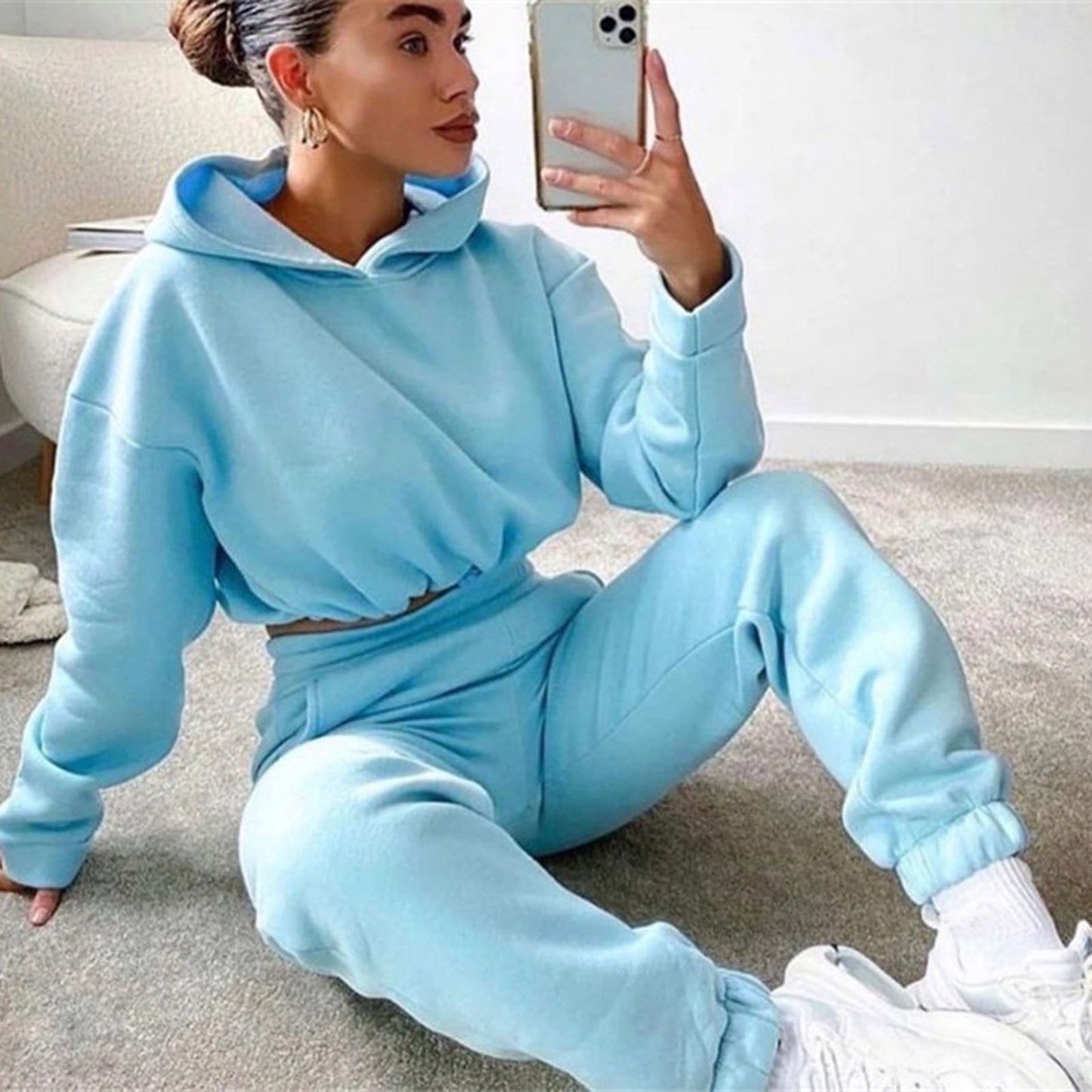 Ensembles de jogging pour femmes, ensembles de deux pièces, sweats, survêtements, hoodie sexy à manches longues, vêtements de sport décontractés.