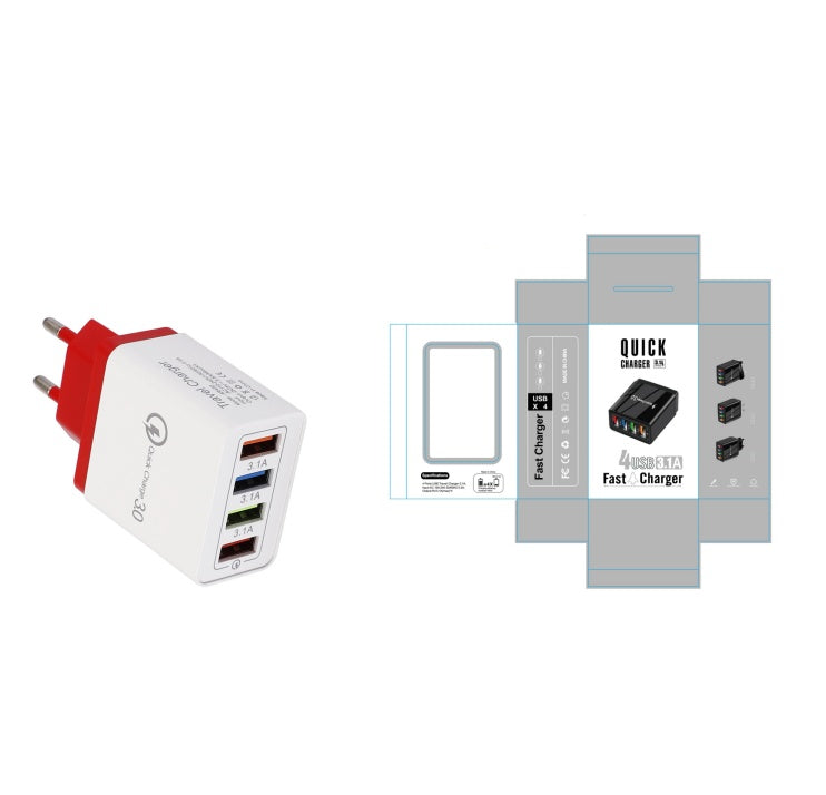 Chargeur USB Quick Charge 3.0 Adaptateur pour 4 téléphones pour tablette Chargeur mural portable Chargeur rapide