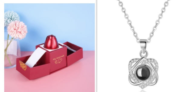 Cadeaux de Saint-Valentin en métal, boîte à bijoux, collier pour mariage, cadeaux de collier pour petite amie.