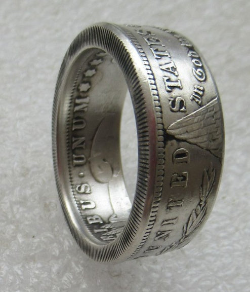 Bague personnalisée faite à la main avec une pièce de monnaie américaine rétro Morgan d'un dollar, cadeau personnalisé pour ami