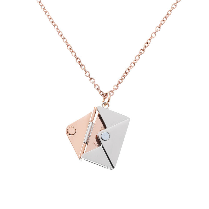 Collier avec lettre d'amour enveloppante tout-en-un, chaîne de clavicule simple