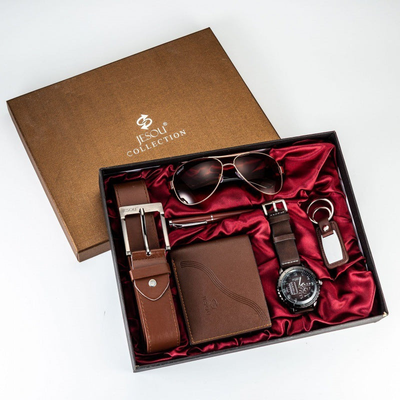 Coffret cadeau pour homme Emballage exquis Montre Ceinture Portefeuille