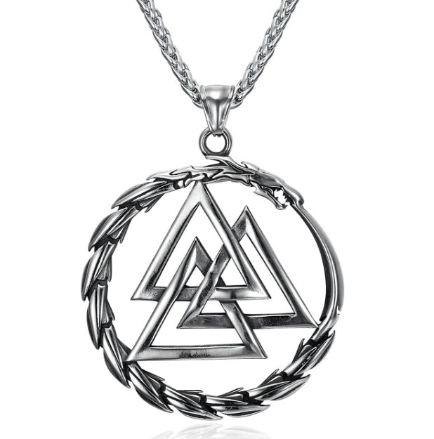 Colliers de runes nordiques vintage pour hommes en acier inoxydable Runes nordiques Bijoux Viking Païen Elder Futhark Pendentif Amulette Bijoux de mode