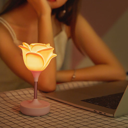 Veilleuse USB Touch Rose créative en silicone pour chambre à coucher