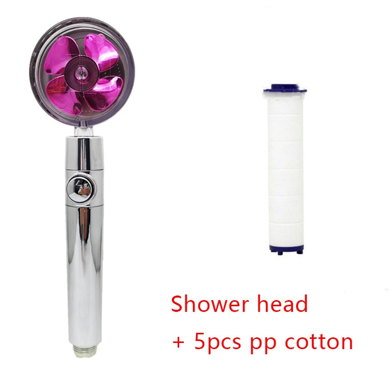 Pommeau de douche à économie d'eau, rotation à 360 degrés avec petit ventilateur, buse de pulvérisation haute pression ABS, accessoires de salle de bain.