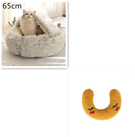 Lit pour chien et chat 2 en 1, lit d'hiver pour animaux, maison ronde en peluche chaude, lit doux en peluche longue pour animaux de compagnie, produits pour animaux.