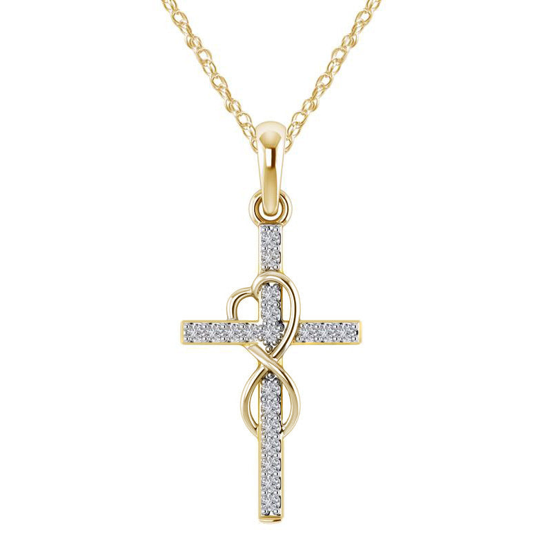 Pendentif en alliage avec diamant et collier croix à huit caractères.