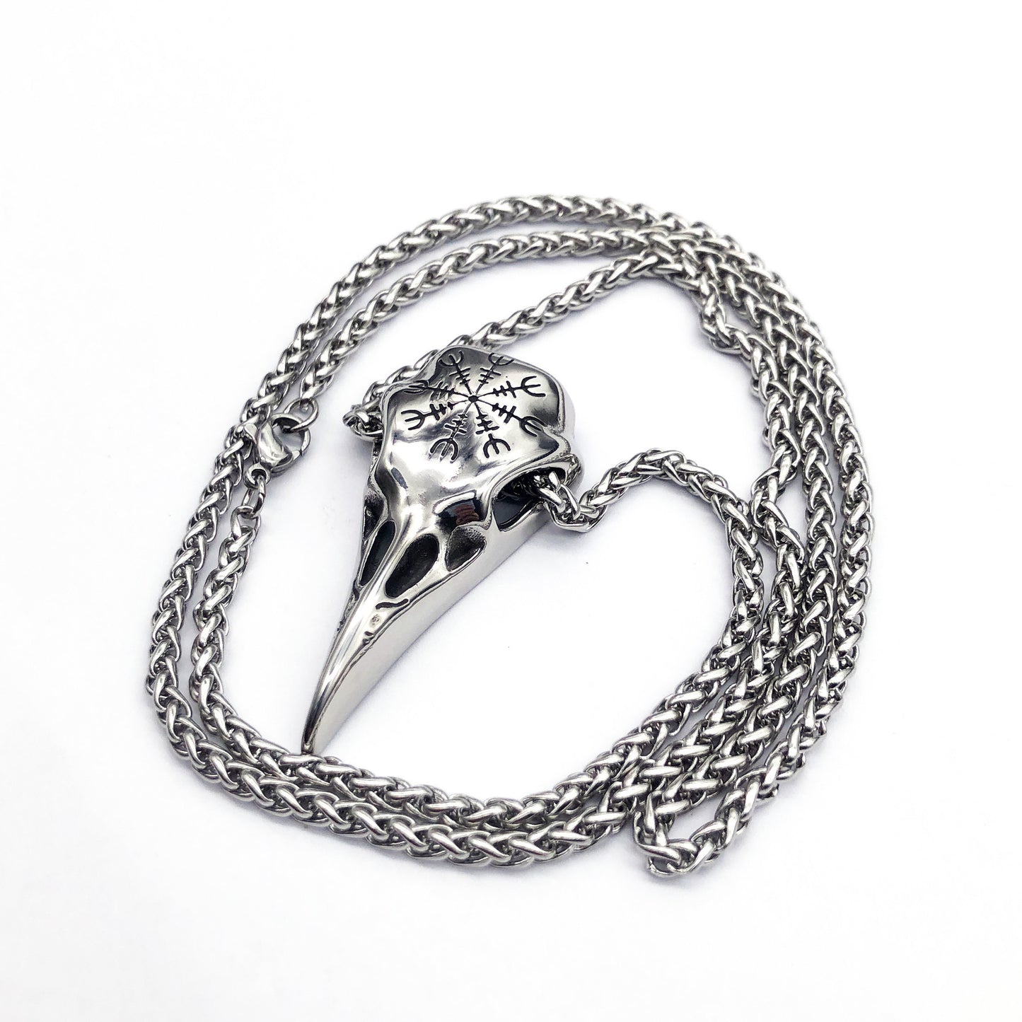 Collier avec pendentif en forme de bec d'aigle et de crâne pour homme, symbole viking vintage à la mode