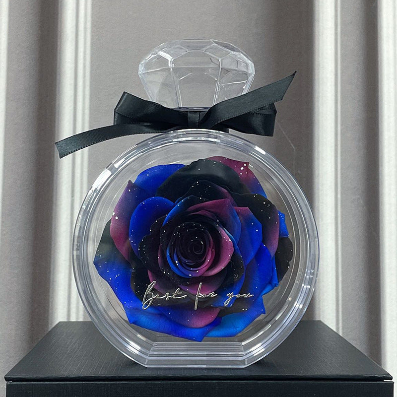 Ornements de fleurs naturelles éternelles avec couvercle transparent, boîte cadeau de rose séchée pour Noël, Nouvel An, Saint-Valentin, décoration intérieure.