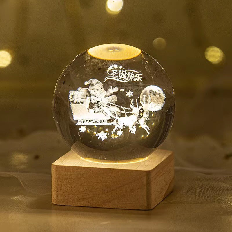 Ciel étoilé lumineux et planètes, lune, boule de cristal, petite lampe de nuit, projection d'ambiance, lumière, cadeau créatif, nouveau cadeau étrange.