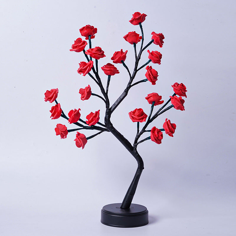 Lampe de table fleur arbre rose lampes fées bureau lumières de nuit fonctionnant sur USB cadeaux pour mariage Saint-Valentin Noël décoration