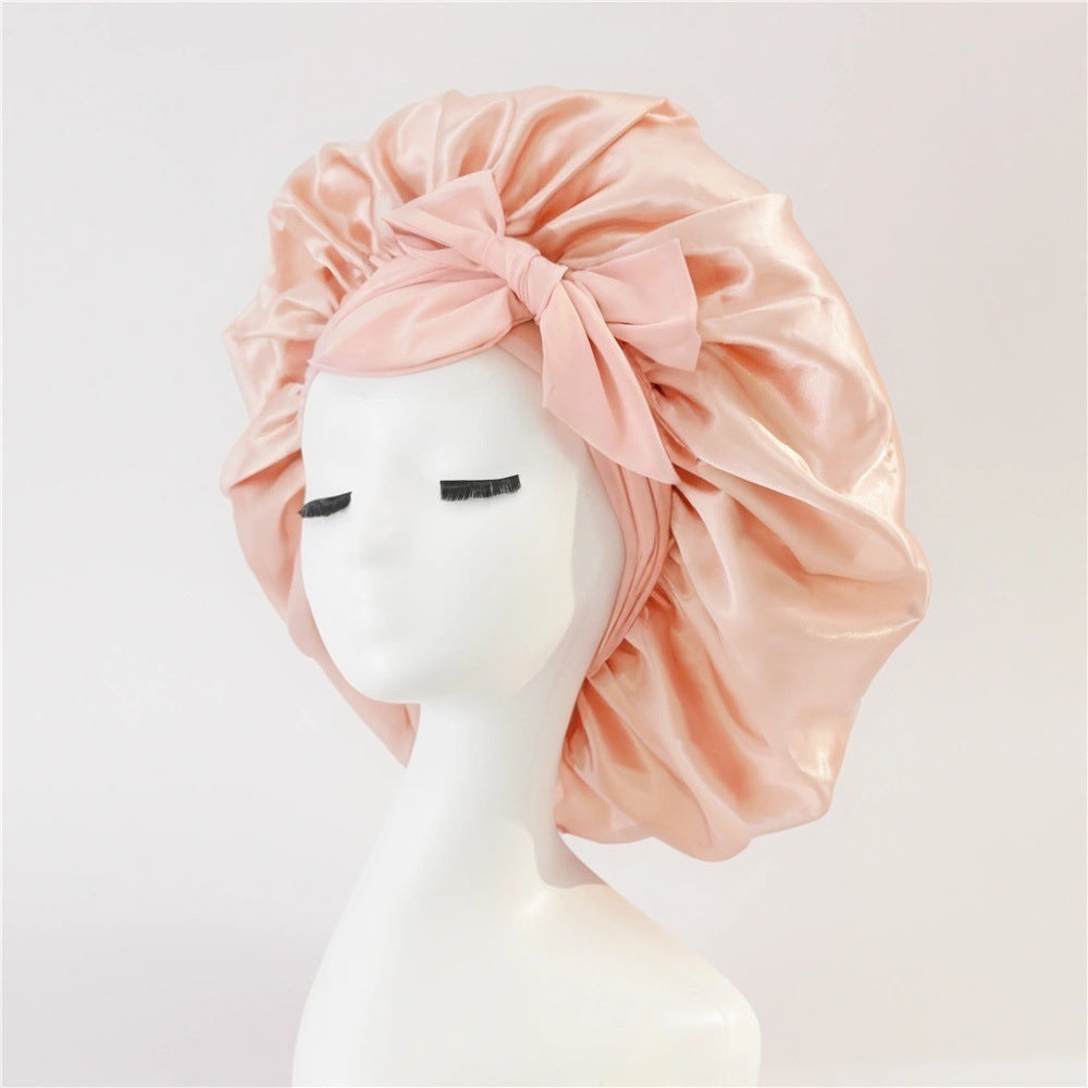 Nouveau bonnet en soie pour femmes endormies, bonnet en satin, bonnet de nuit, écharpe pour cheveux bouclés avec bandeau pour cheveux bouclés