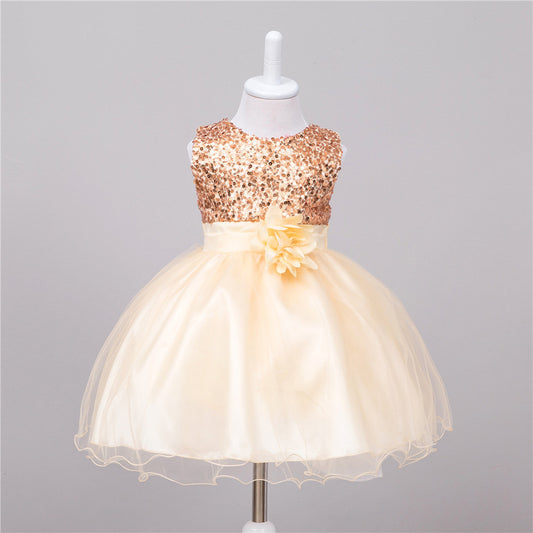 Robe à sequins pour bébé, robe de demoiselle d'honneur, robe de princesse pour un mariage.