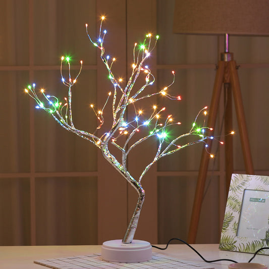 Interrupteur à effleurement lumineux en forme d'arbre, lumière nocturne étoilée en perle.