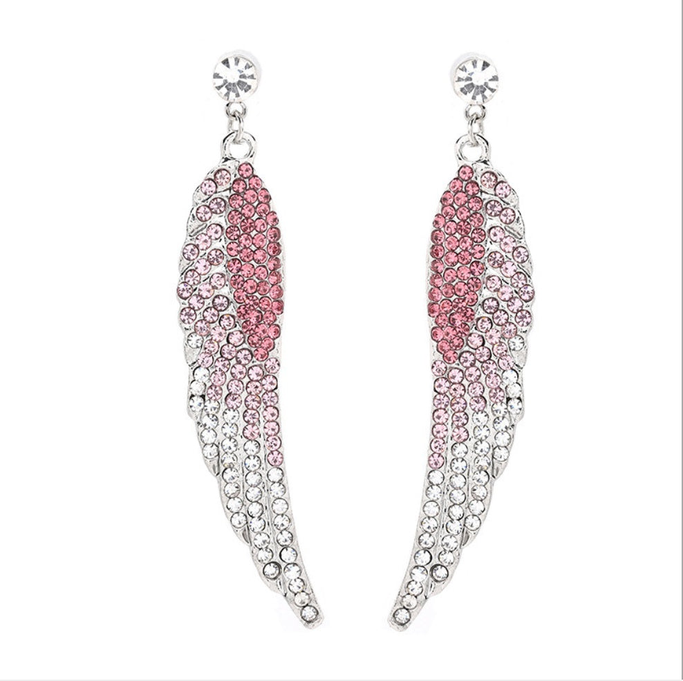 Boucles d'oreilles en diamant ailes d'ange boucles d'oreilles en diamant à pointe colorée pour femmes cadeau