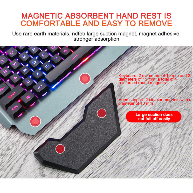 Clavier de jeu filaire ergonomique avec rétroéclairage RGB et support pour téléphone.