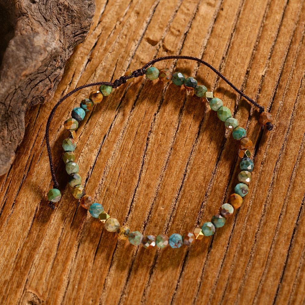 Bracelet tressé en turquoise africaine naturelle Bracelet réglable