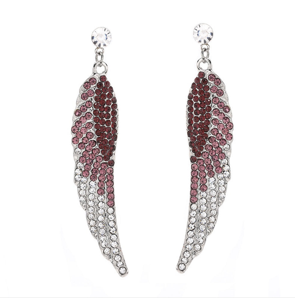 Boucles d'oreilles en diamant ailes d'ange boucles d'oreilles en diamant à pointe colorée pour femmes cadeau