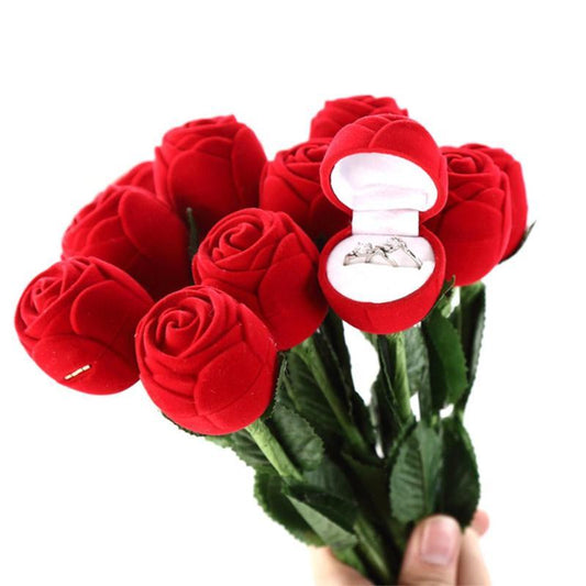 Coffret cadeau romantique avec bague en forme de rose rouge pour demande en mariage, anniversaire ou cadeau