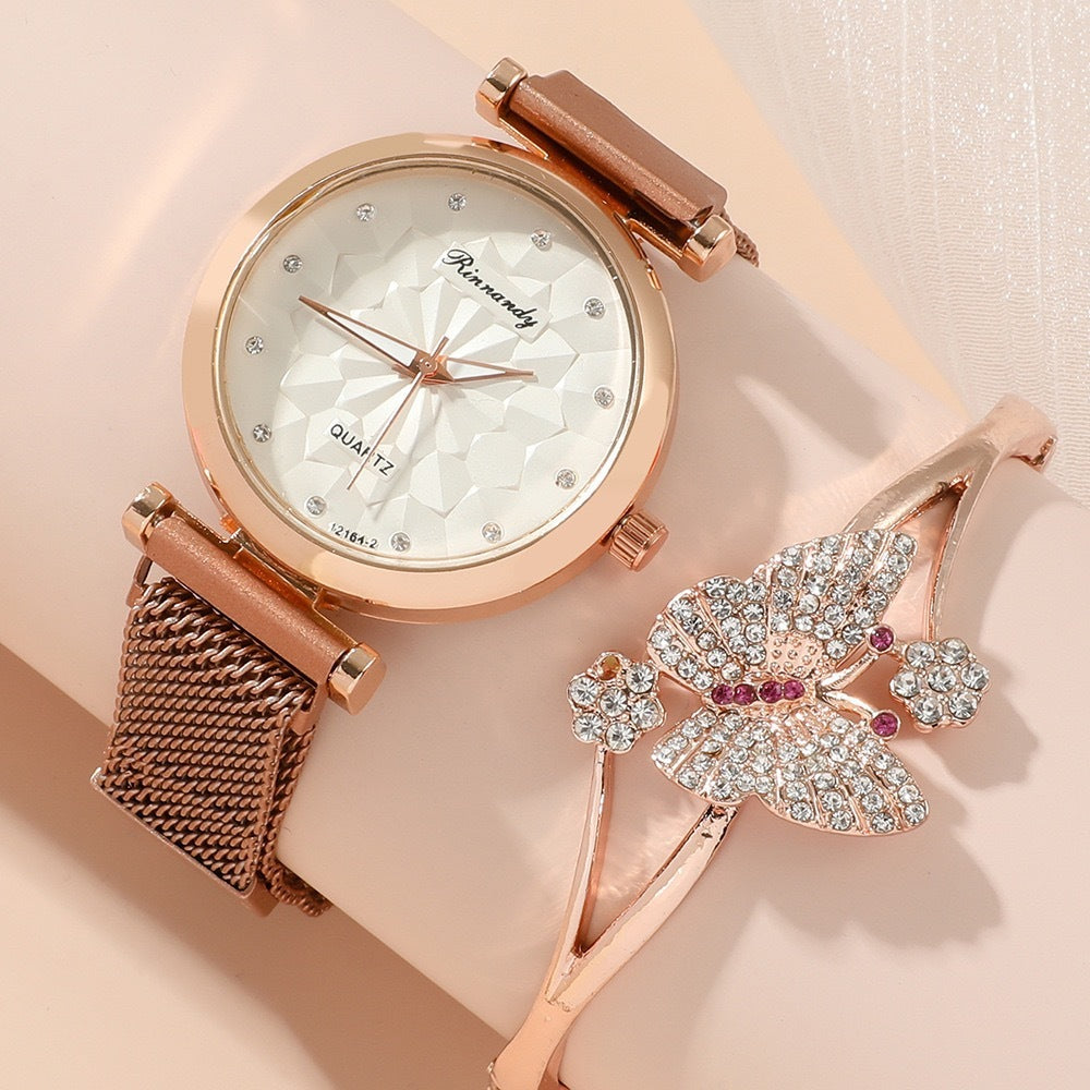 Coffret cadeau ensemble montres à quartz et bijoux pour femme