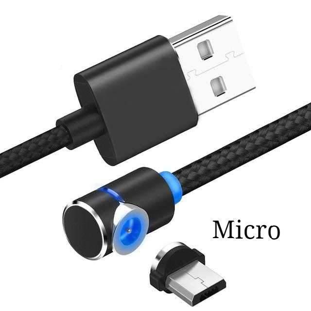 Câble de chargement magnétique LED avec aimant, câble USB et USB Type-C.