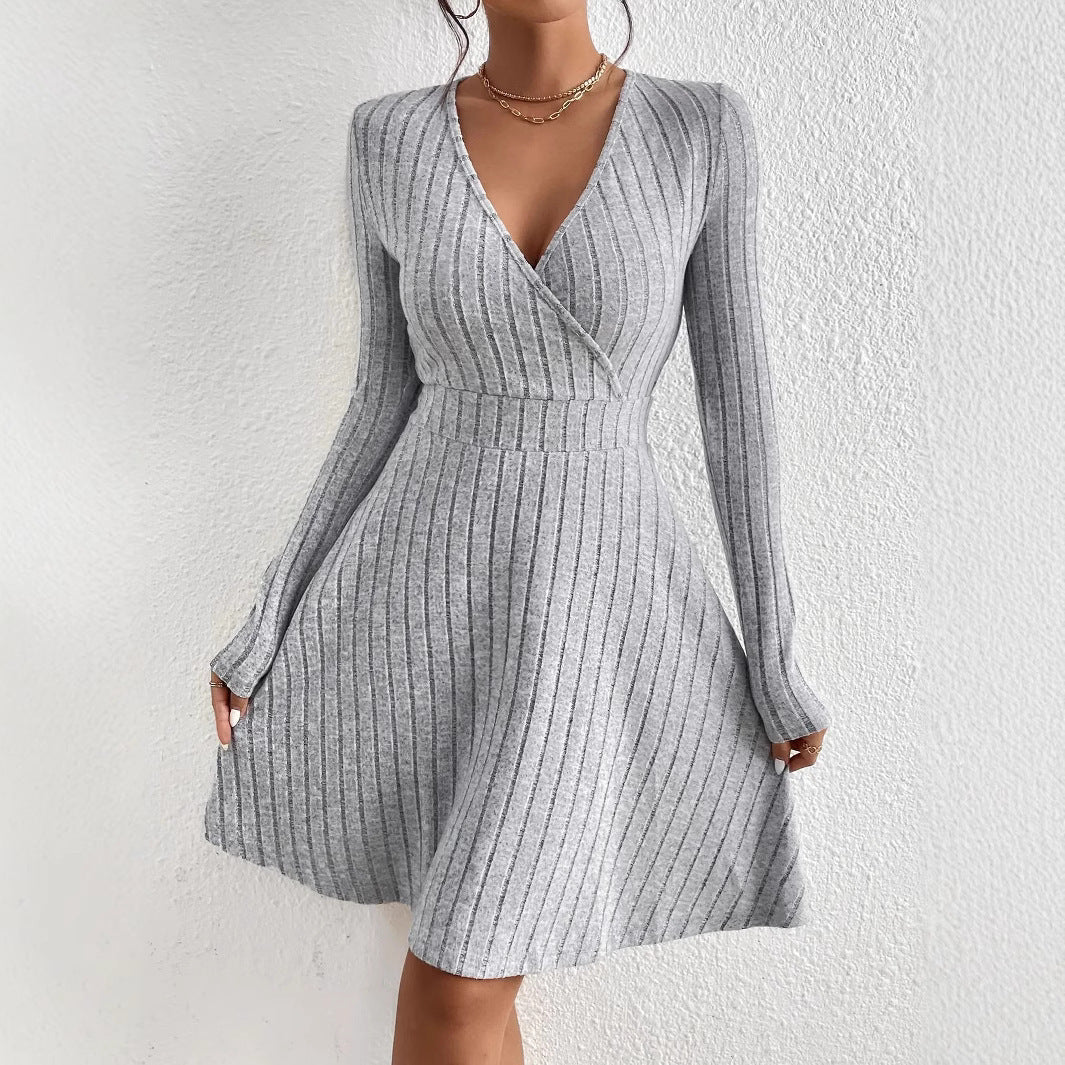 Robe sexy à manches longues et taille haute amincissante