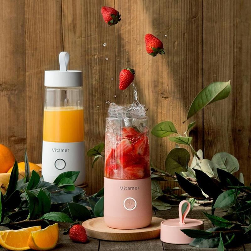 Mixeur à jus électrique portable de 350 ml, rechargeable par USB, pour smoothies et slushies, bouteille de mixeur à jus, gadgets de cuisine avec chargement USB.