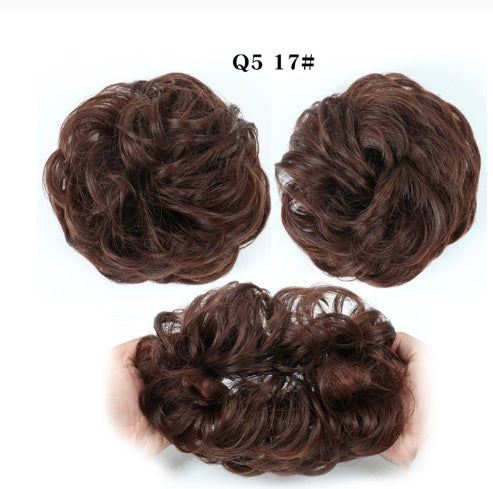 Europe, Japon et Corée du Sud populaires chignon naturel moelleux cordon cheveux bouclés boule tête cheveux anneau ensemble de cheveux accessoires de cheveux féminins cheveux en fibre chimique