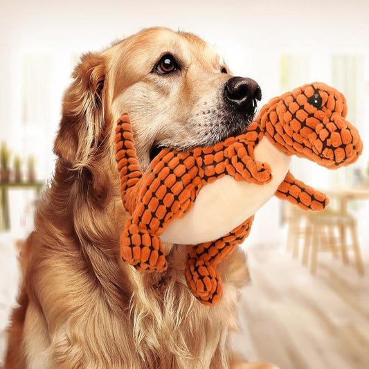 Jouets pour animaux de compagnie dinosaures, jouets interactifs pour chiens géants, jouets à mâcher pour grands chiens, jouets en peluche pour chihuahuas avec rembourrage et siffleurs.