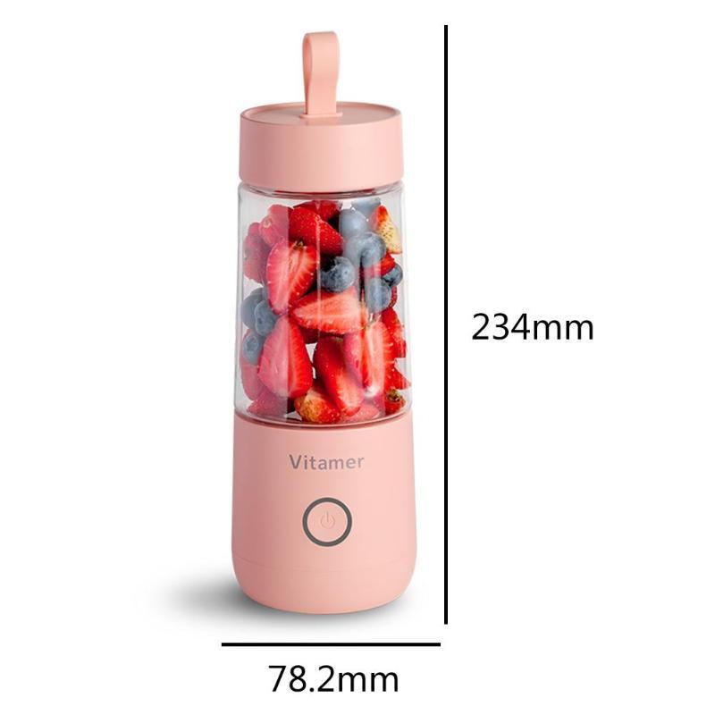 Mixeur à jus électrique portable de 350 ml, rechargeable par USB, pour smoothies et slushies, bouteille de mixeur à jus, gadgets de cuisine avec chargement USB.